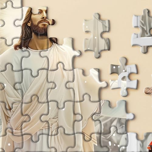 Religious 1000 Piece Jigsaw Puzzle – Winter Cardinal with Jesus Blessing – BBOLDIN