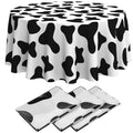 Remagr 3-Pack 84-Inch Round Plastic Cow Print Tablecloths for Farm Theme Parties
