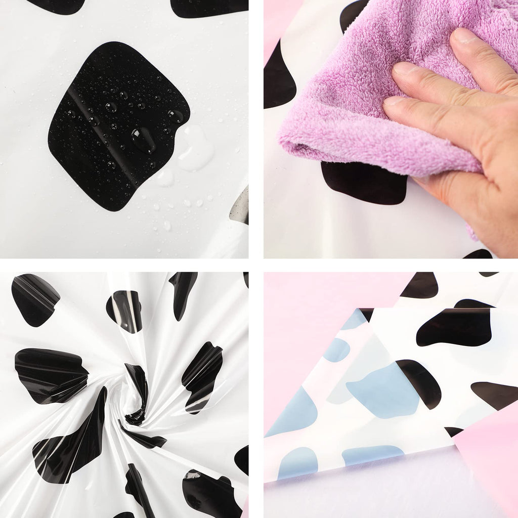 Remagr Pink Cow Print Disposable Tablecloths – 3 Pack 54x108 Inch for Cowboy Rodeo Parties