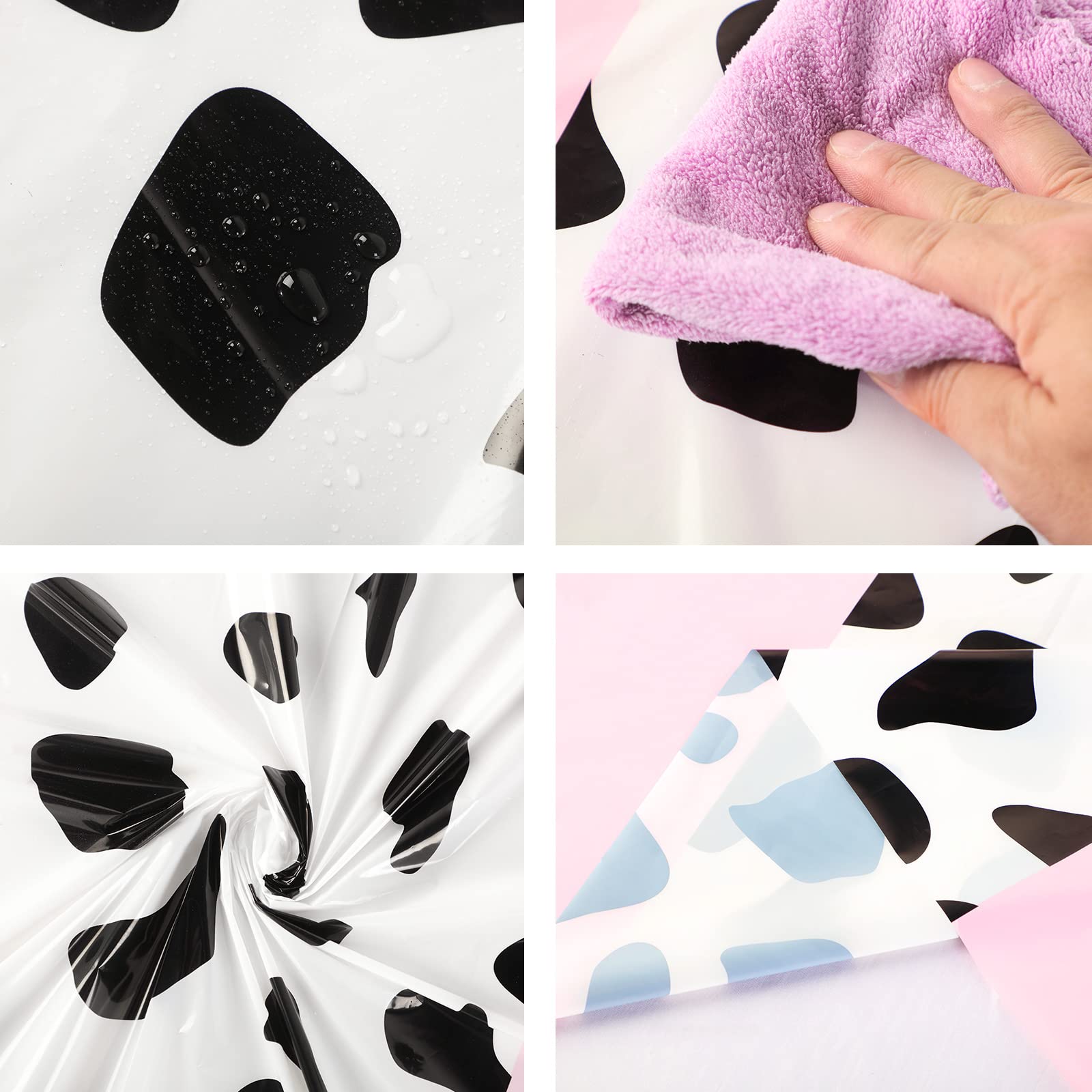 Remagr Pink Cow Print Disposable Tablecloths – 3 Pack 54x108 Inch for Cowboy Rodeo Parties
