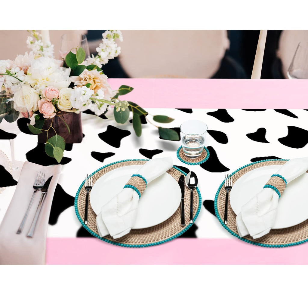 Remagr Pink Cow Print Disposable Tablecloths – 3 Pack 54x108 Inch for Cowboy Rodeo Parties