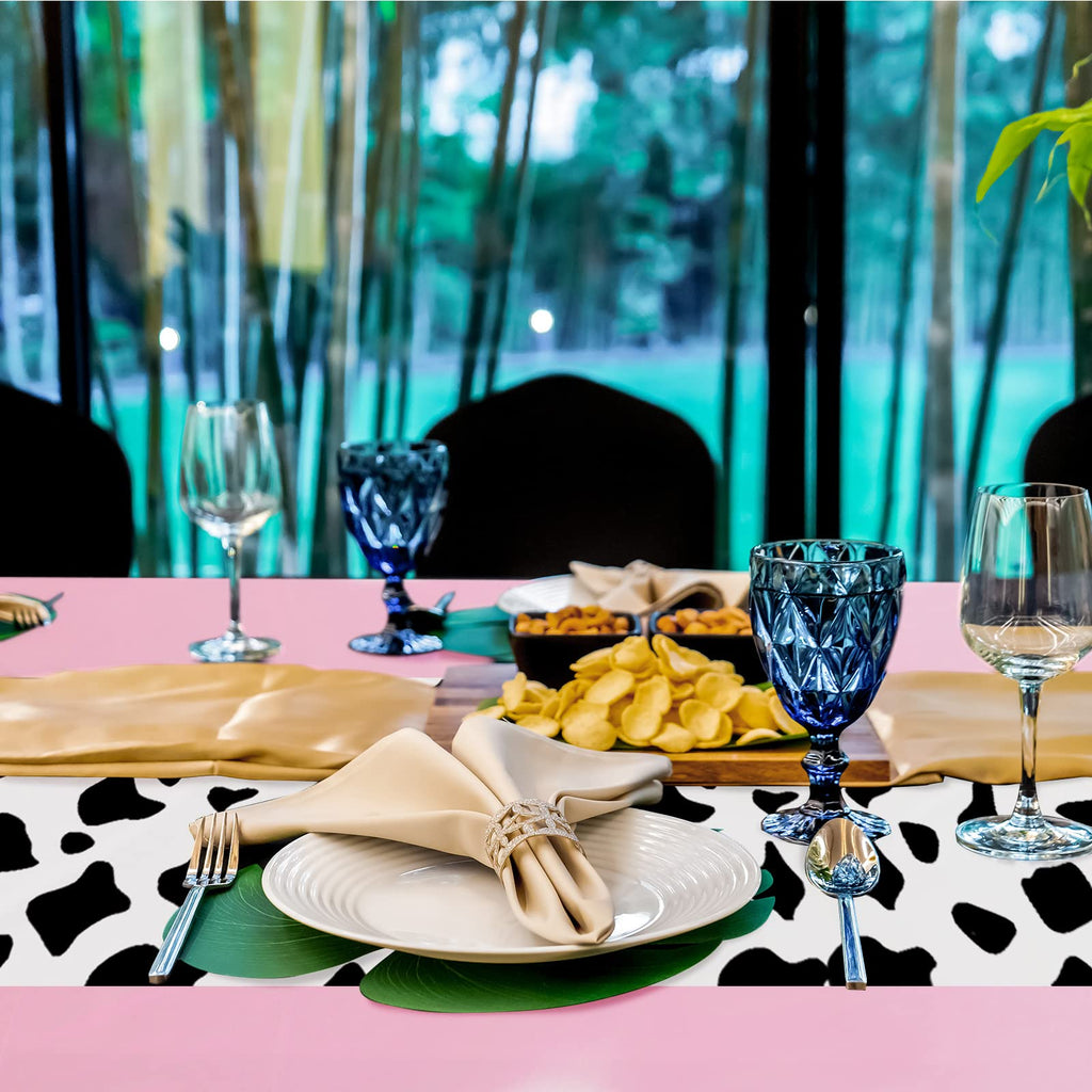 Remagr Pink Cow Print Disposable Tablecloths – 3 Pack 54x108 Inch for Cowboy Rodeo Parties