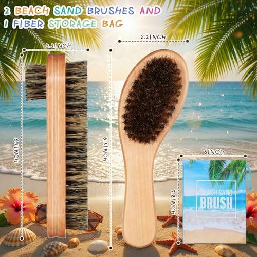 Remerry Sand Brush Set - 2 Brushes with Drawstring Bag for Beach Sand Removal