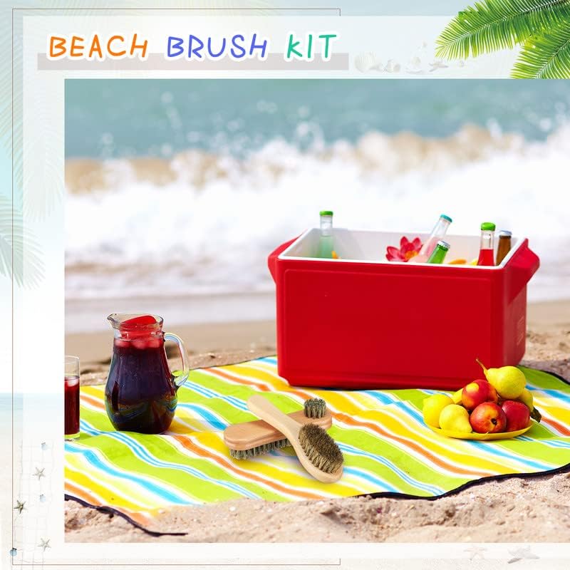 Remerry Sand Brush Set - 2 Brushes with Drawstring Bag for Beach Sand Removal