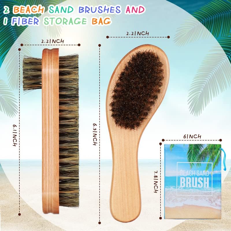 Remerry Sand Brush Set - 2 Brushes with Drawstring Bag for Beach Sand Removal