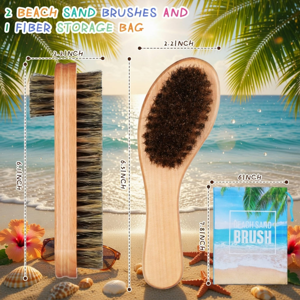 Remerry Sand Brush Set - 2 Brushes with Drawstring Bag for Beach Sand Removal
