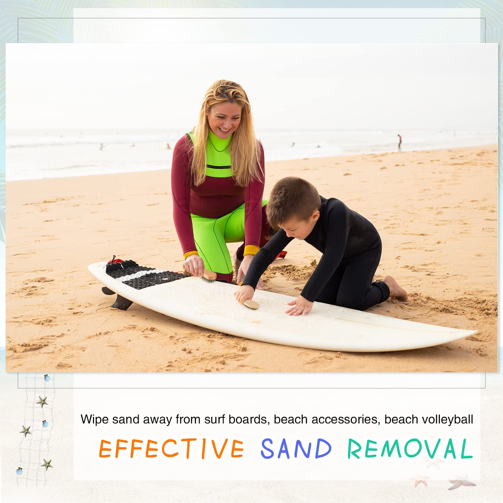 Remerry Sand Brush Set - 2 Brushes with Drawstring Bag for Beach Sand Removal
