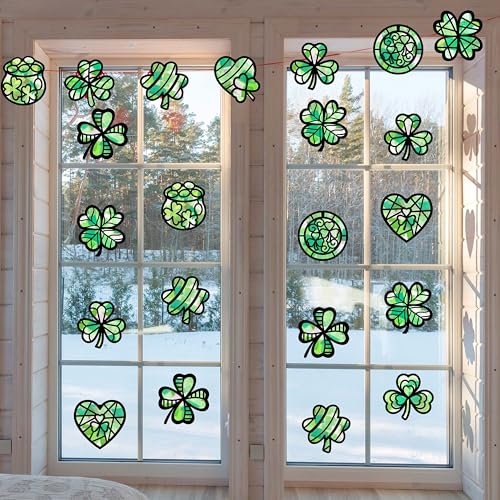Renbuzhu St. Patrick's Day Suncatcher Craft Kit – 40 Shamrock Window Decorations