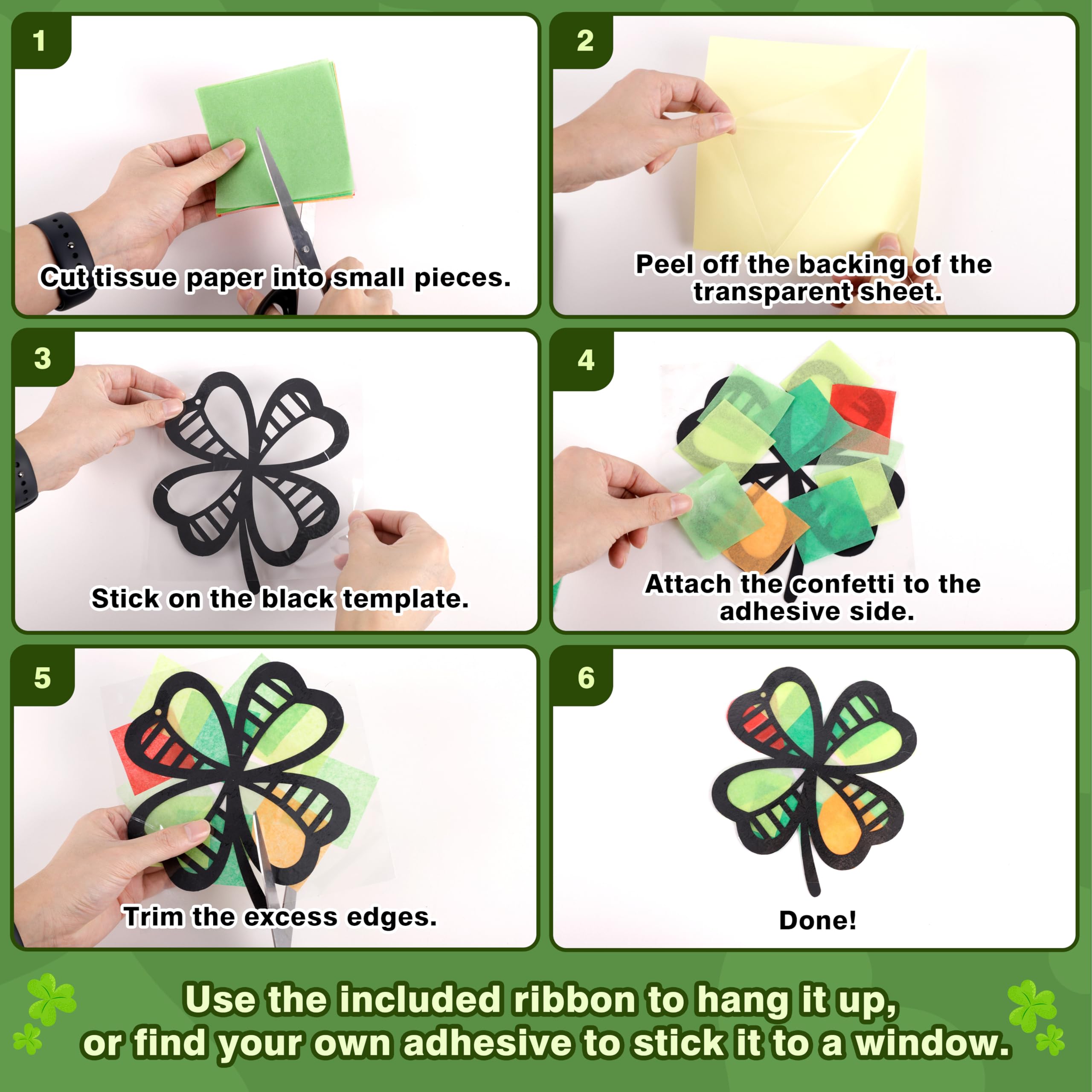 Renbuzhu St. Patrick's Day Suncatcher Craft Kit – 40 Shamrock Window Decorations
