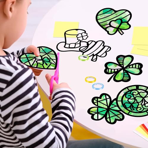Renbuzhu St. Patrick's Day Suncatcher Craft Kit – 40 Shamrock Window Decorations