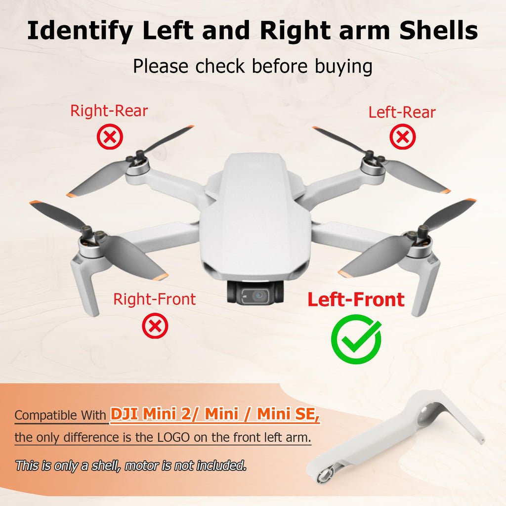 Replacement Left Front Arm Cover for DJI Mini 2 / Mavic Mini / Mini SE with Repair Tools