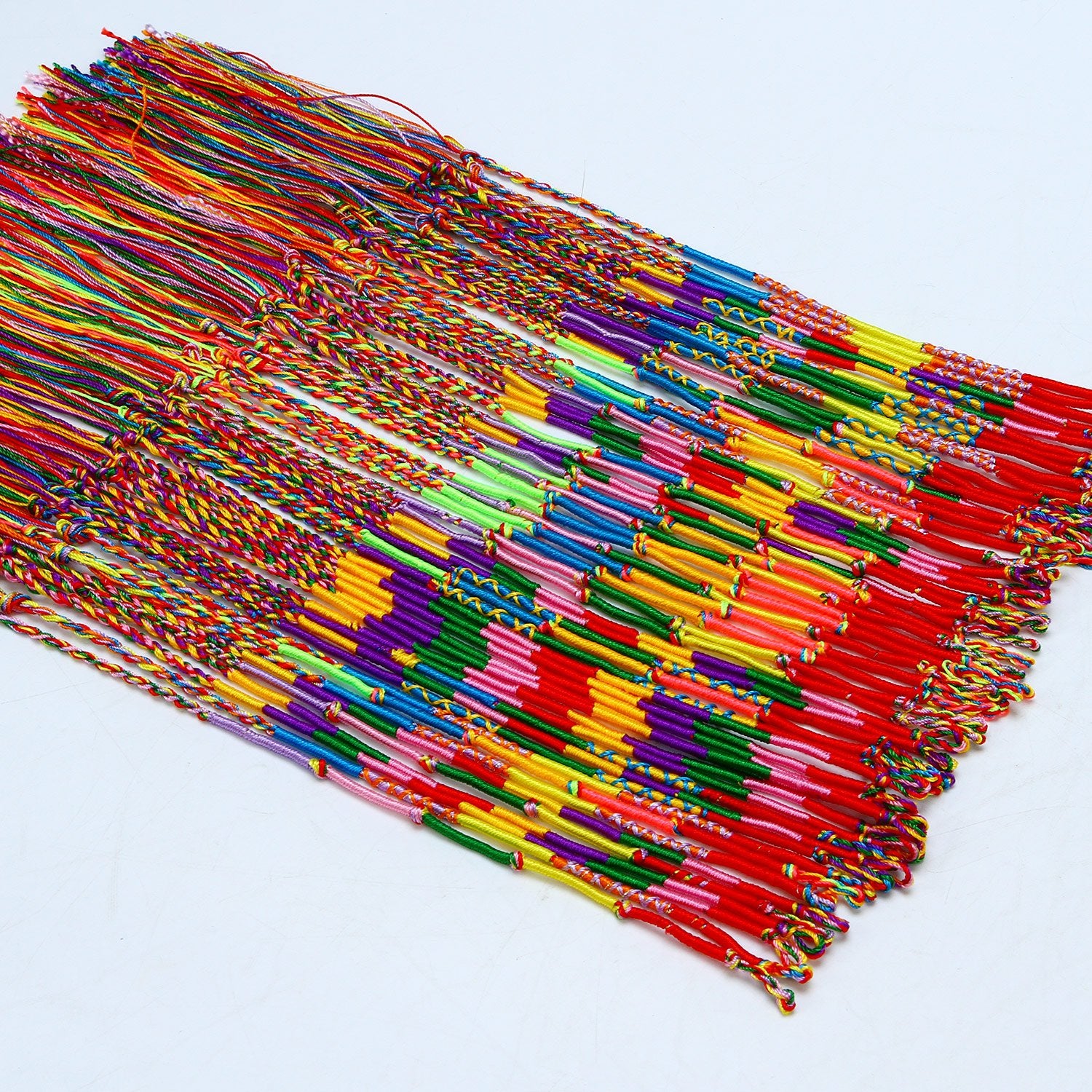 Resinta 100 Handmade Braided Bracelets – Assorted Colors, Nylon Friendship Cords for Party Favors