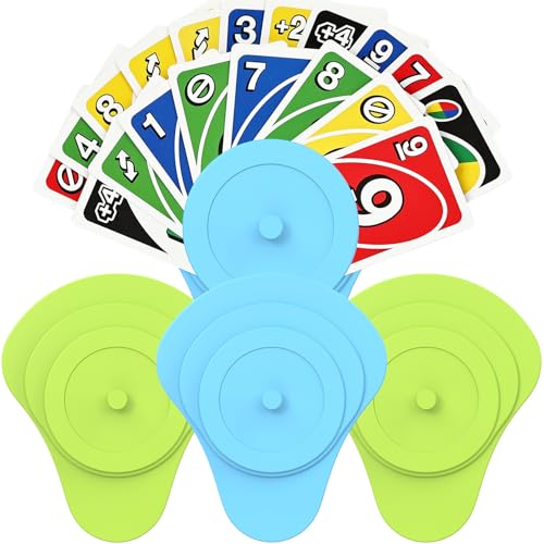 RESOVO Playing Card Holder Set for Kids and Small Hands – 4 Pack (2 Blue, 2 Green) for UNO, Poker, Canasta, and Travel