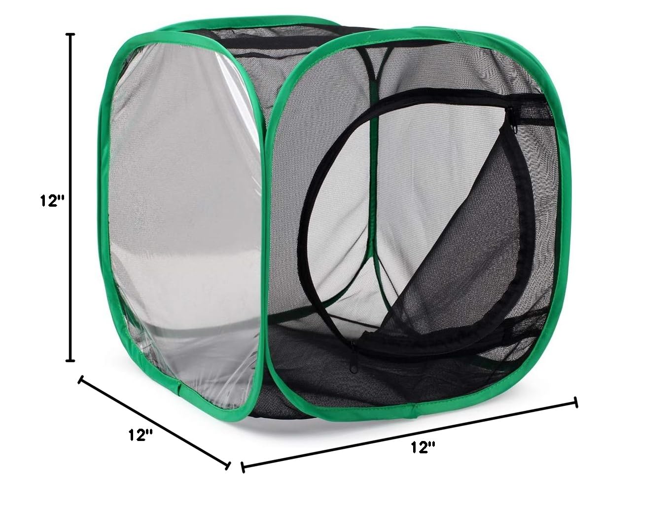 RESTCLOUD 12x12x12 Inch Pop-Up Butterfly Habitat Cage – Monarch & Insect Terrarium with Mesh Panels and Vinyl Window