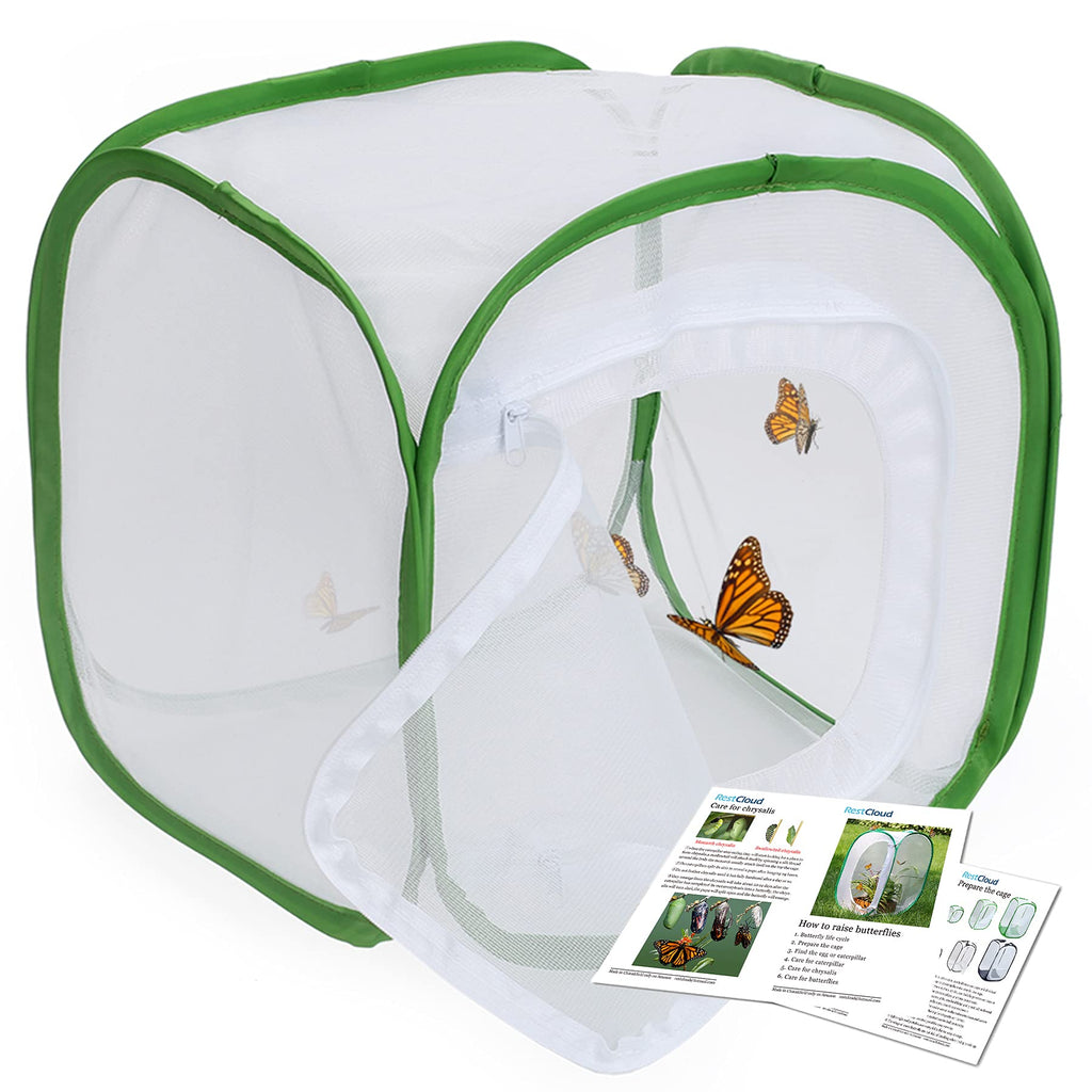 RESTCLOUD Insect and Butterfly Habitat Cage – 12" Pop-Up Terrarium with Zipper Protection