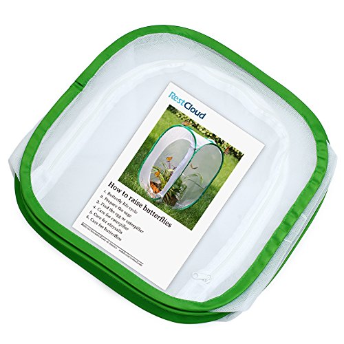 RESTCLOUD Insect and Butterfly Habitat Cage – 12" Pop-Up Terrarium with Zipper Protection