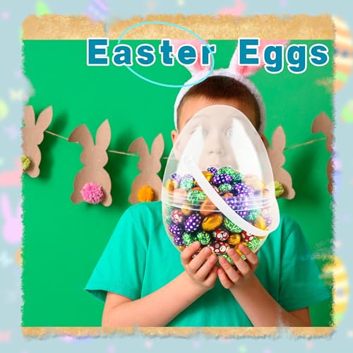 Restroma 6-Pack 10 Inch Clear Plastic Easter Eggs with Handles - Jumbo Fillable Eggs for DIY Decorating and Egg Hunt