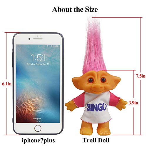 Retro Troll Doll - 7.5" Pink Collectible for School Projects, Crafts & Party Favors by Yintlilocn