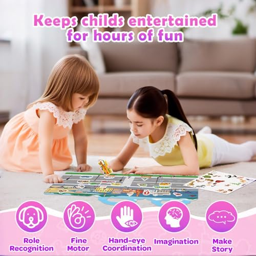 Reusable Sticker Books for Toddlers 1-3 Girls – 2 Pack Princess & Fashion Jelly Stickers Travel Toy