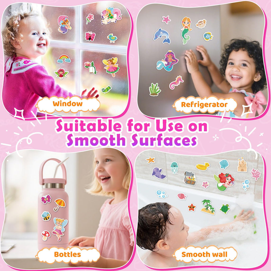 Reusable Sticker Books for Toddlers 1-3 Girls – 2 Pack Princess & Fashion Jelly Stickers Travel Toy