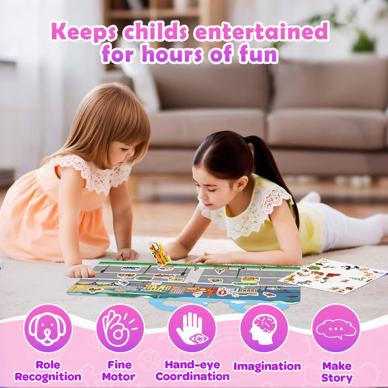 Reusable Sticker Books for Toddlers 1-3 Girls – 2 Pack Princess & Fashion Jelly Stickers Travel Toy