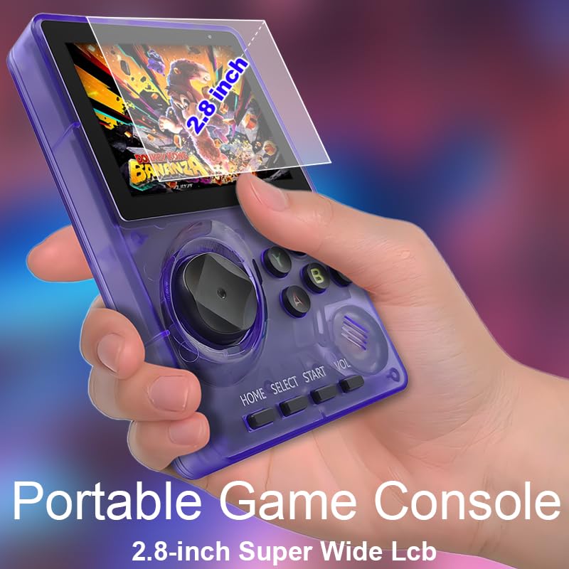 RFetomax 16-Bit Handheld Game Console with 100 Games, 2.8-Inch Screen, Purple