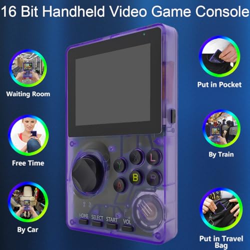 RFetomax 16-Bit Handheld Game Console with 100 Games, 2.8-Inch Screen, Purple