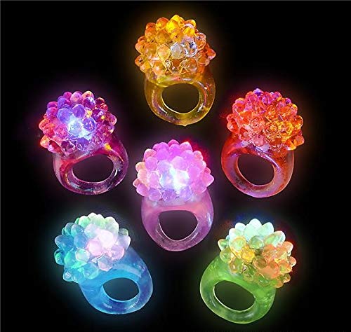 Rhode Island Novelty Flashing LED Bumpy Rings - 24 Pack Assorted Colors Party Favors