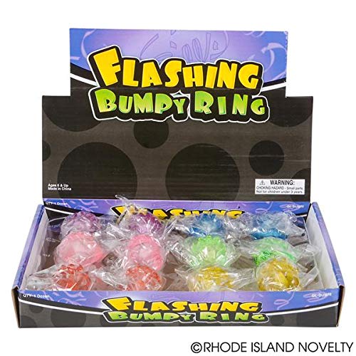 Rhode Island Novelty Flashing LED Bumpy Rings - 24 Pack Assorted Colors Party Favors