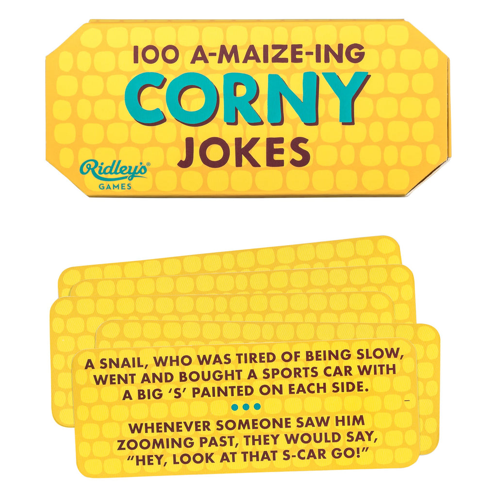 Ridley's 100 A-maize-ing Corny Joke Cards – 100 Family-Friendly Jokes for Kids and Adults in a Corn-Shaped Box