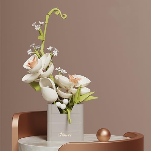 RIESEK Orchid Flower Bouquet Building Set – 231 Piece Mini Plant Bonsai Blocks for Adults, Kids, Home Office Decor, Birthday Gift