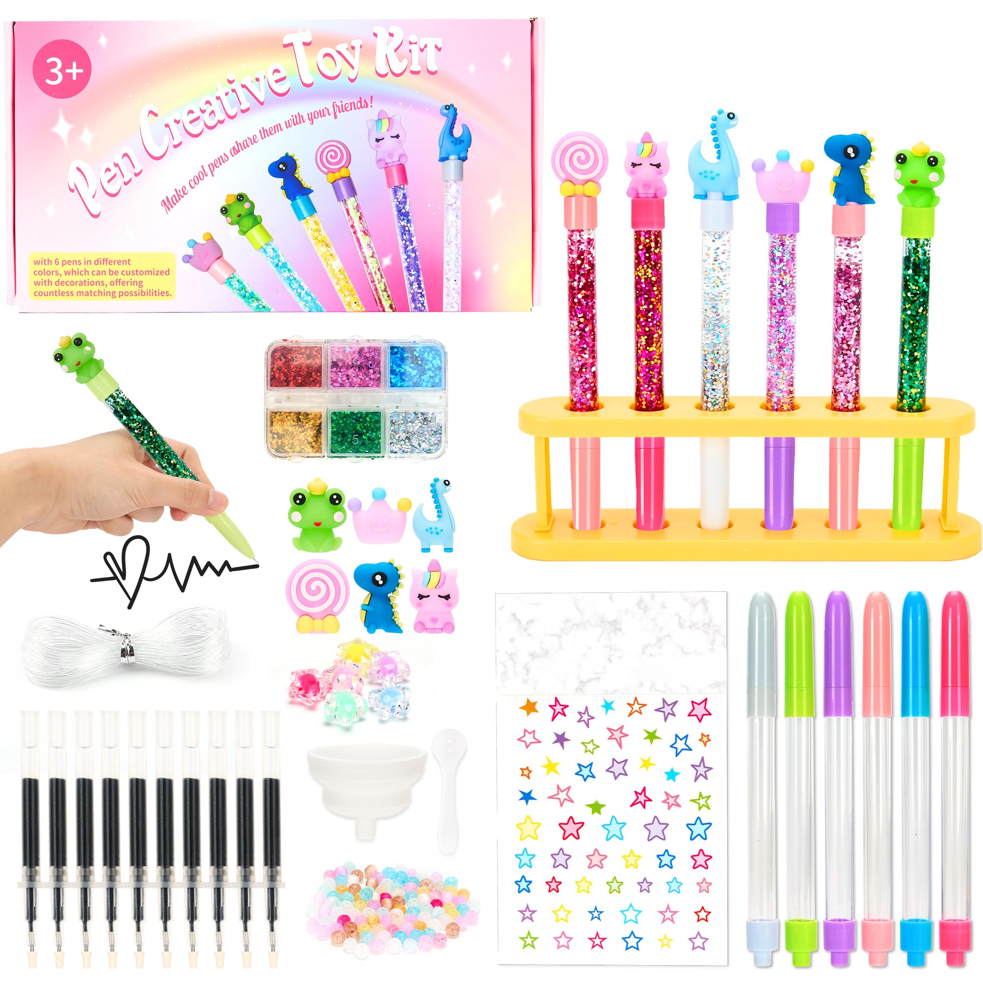 Rilcn DIY Pen Making Kit – 41 Pcs Glitter Floaty Pens Craft Set for Girls Ages 6-12