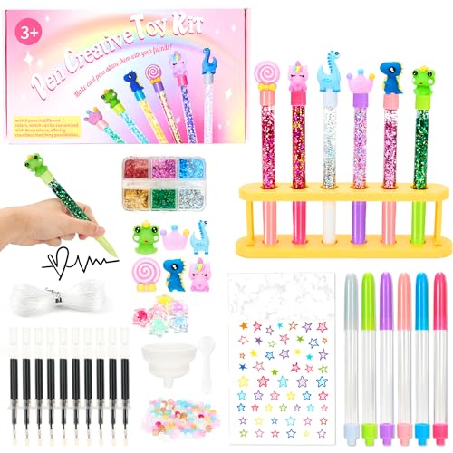 Rilcn DIY Pen Making Kit – 41 Pcs Glitter Floaty Pens Craft Set for Girls Ages 6-12