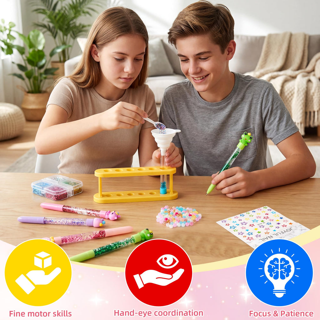Rilcn DIY Pen Making Kit – 41 Pcs Glitter Floaty Pens Craft Set for Girls Ages 6-12