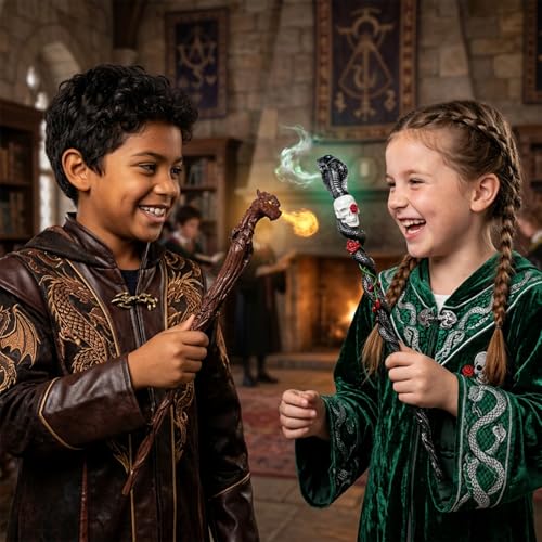 Rileryan Dragon Head Magic Wand – Decorative Wizard Wand for Fantasy Home Decor