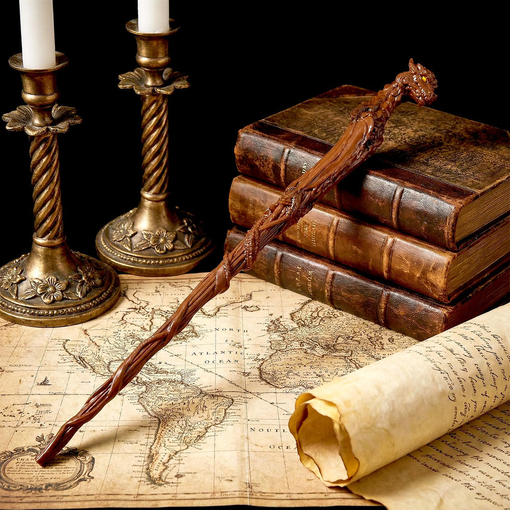 Rileryan Dragon Head Magic Wand – Decorative Wizard Wand for Fantasy Home Decor