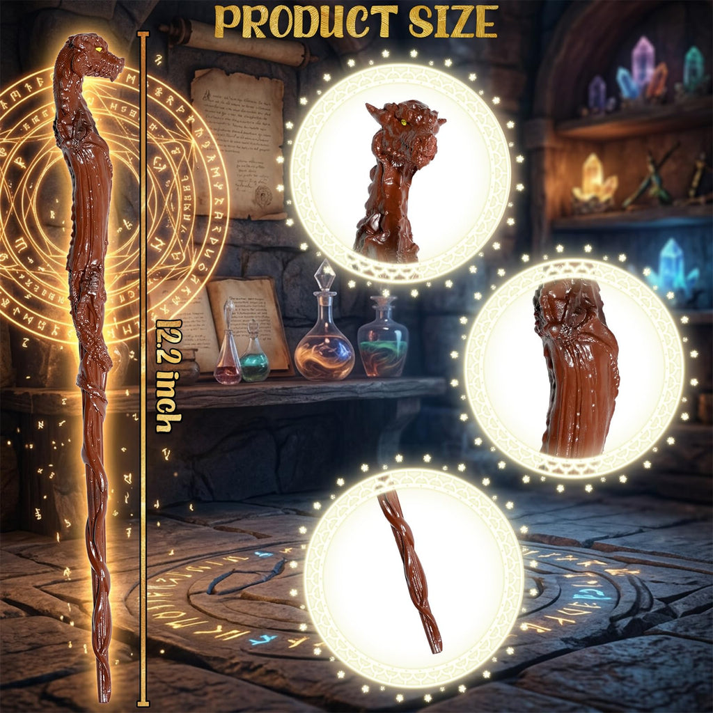 Rileryan Dragon Head Magic Wand – Decorative Wizard Wand for Fantasy Home Decor