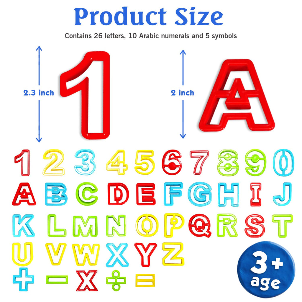 RIMOBUL 41-Piece Alphabet & Numbers Dough Cutter Kit – Non-Toxic ABS Plastic, 1-2 Inch, for Ages 3+