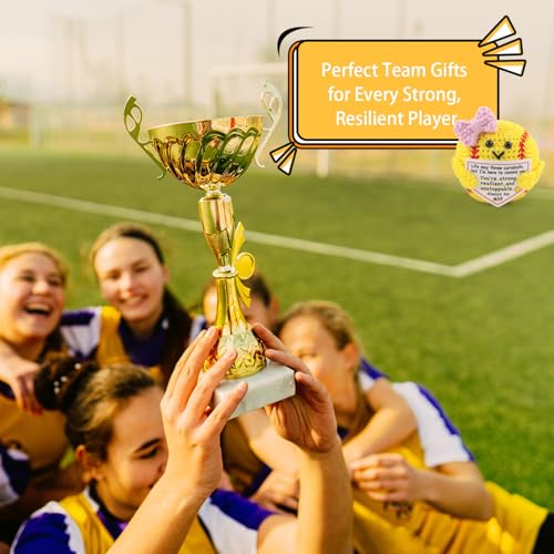 Rimvoe Hand-Crocheted Softball with Motivational Card – Bright Yellow, Pink Bow, 2.4–2.8 Inches
