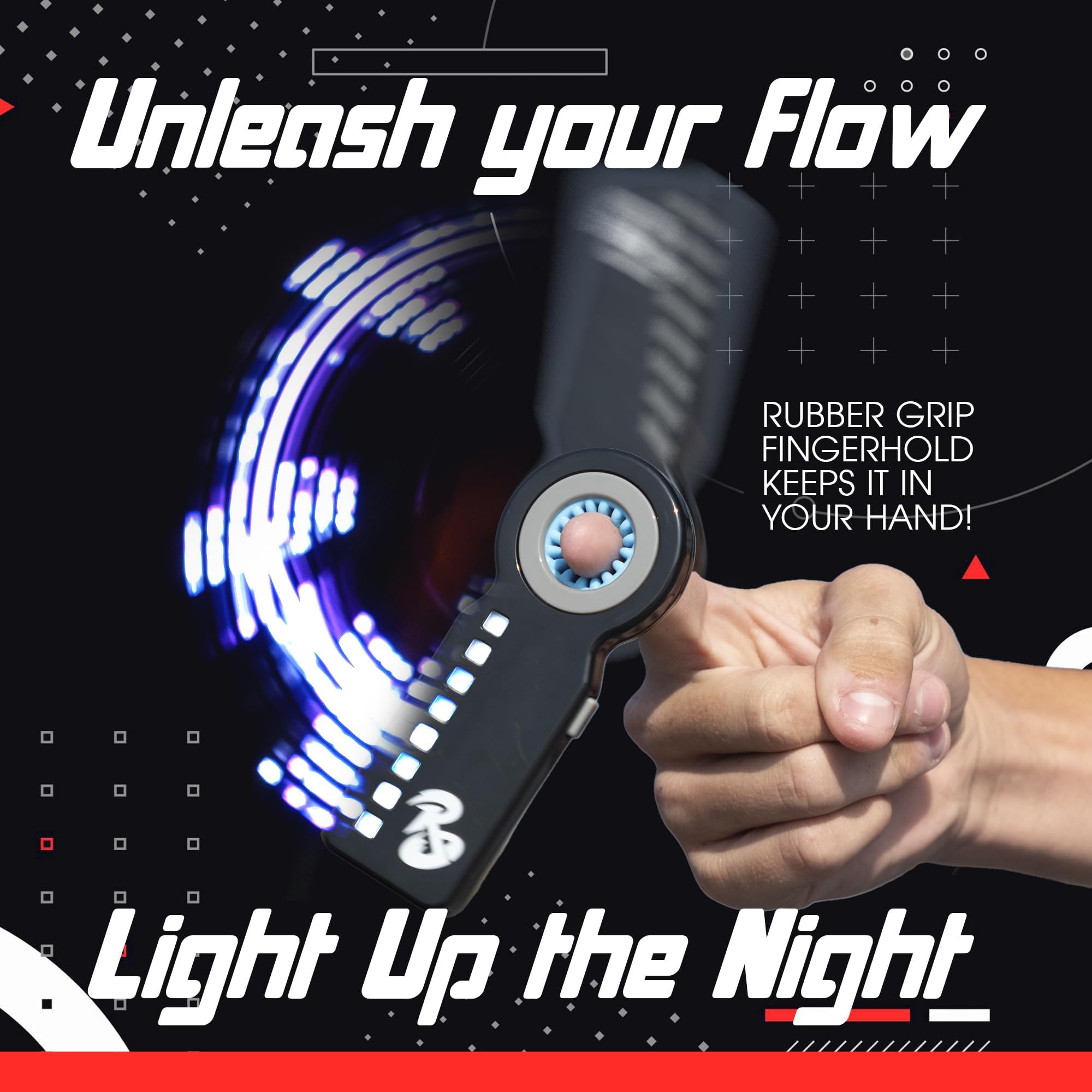 RingSlingr Light Up Fidget Spinner – 4 LED Modes, Glow in the Dark, 10-Hour Battery