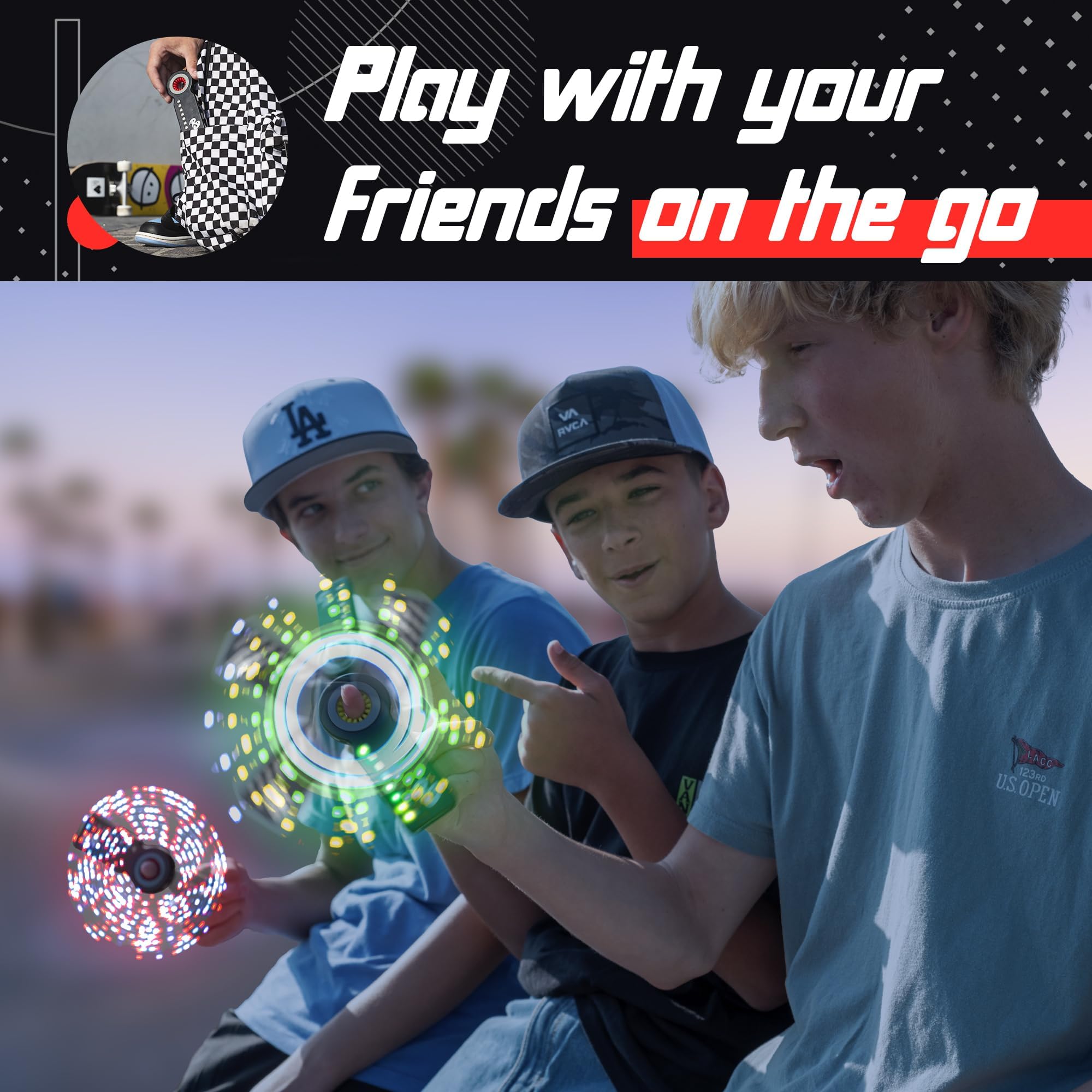 RingSlingr Light Up Fidget Spinner – 4 LED Modes, Glow in the Dark, 10-Hour Battery