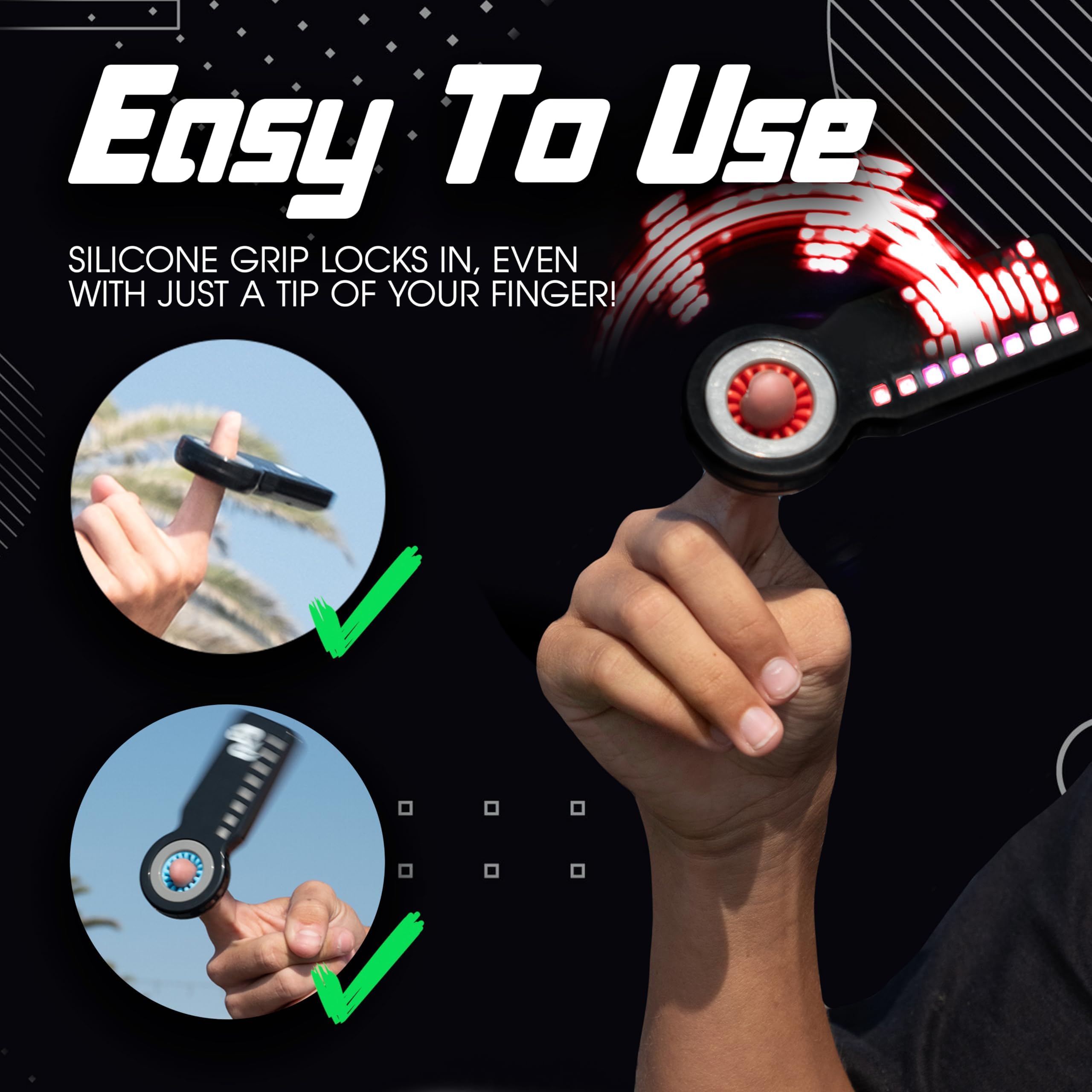RingSlingr Light Up Fidget Spinner – 4 LED Modes, Glow in the Dark, 10-Hour Battery