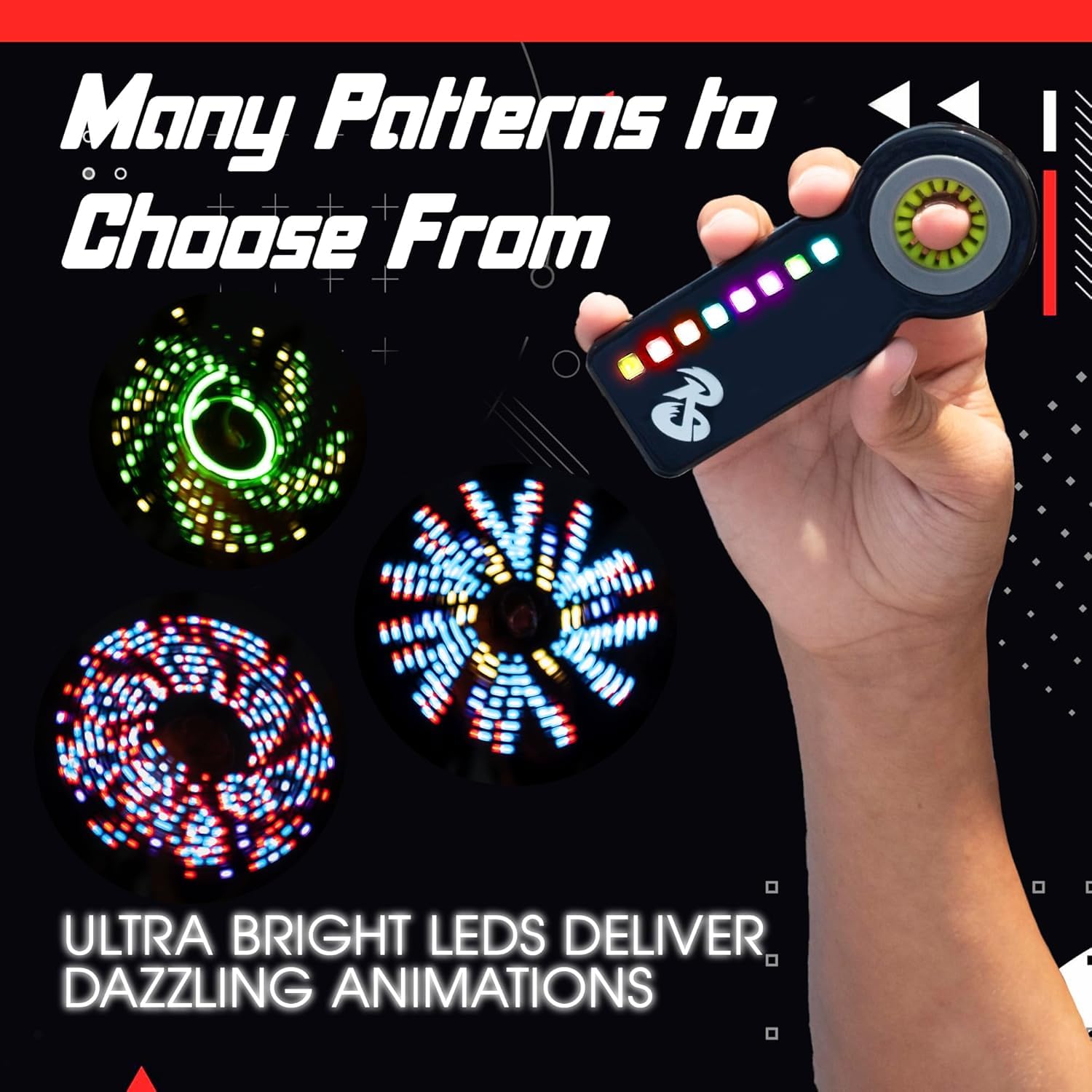 RingSlingr Light Up Fidget Spinner – 4 LED Modes, Glow in the Dark, 10-Hour Battery, Stress Relief Toy for Adults Teens Kids