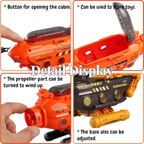 Rinnland Submarine Toy with Robotic Arms - Deep-Sea Probe with Adjustable Base