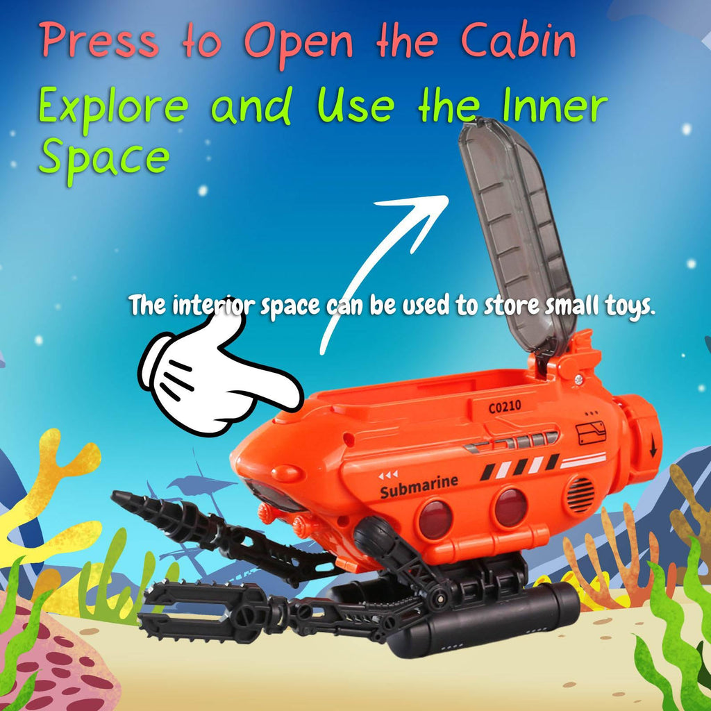 Rinnland Submarine Toy with Robotic Arms - Deep-Sea Probe with Adjustable Base