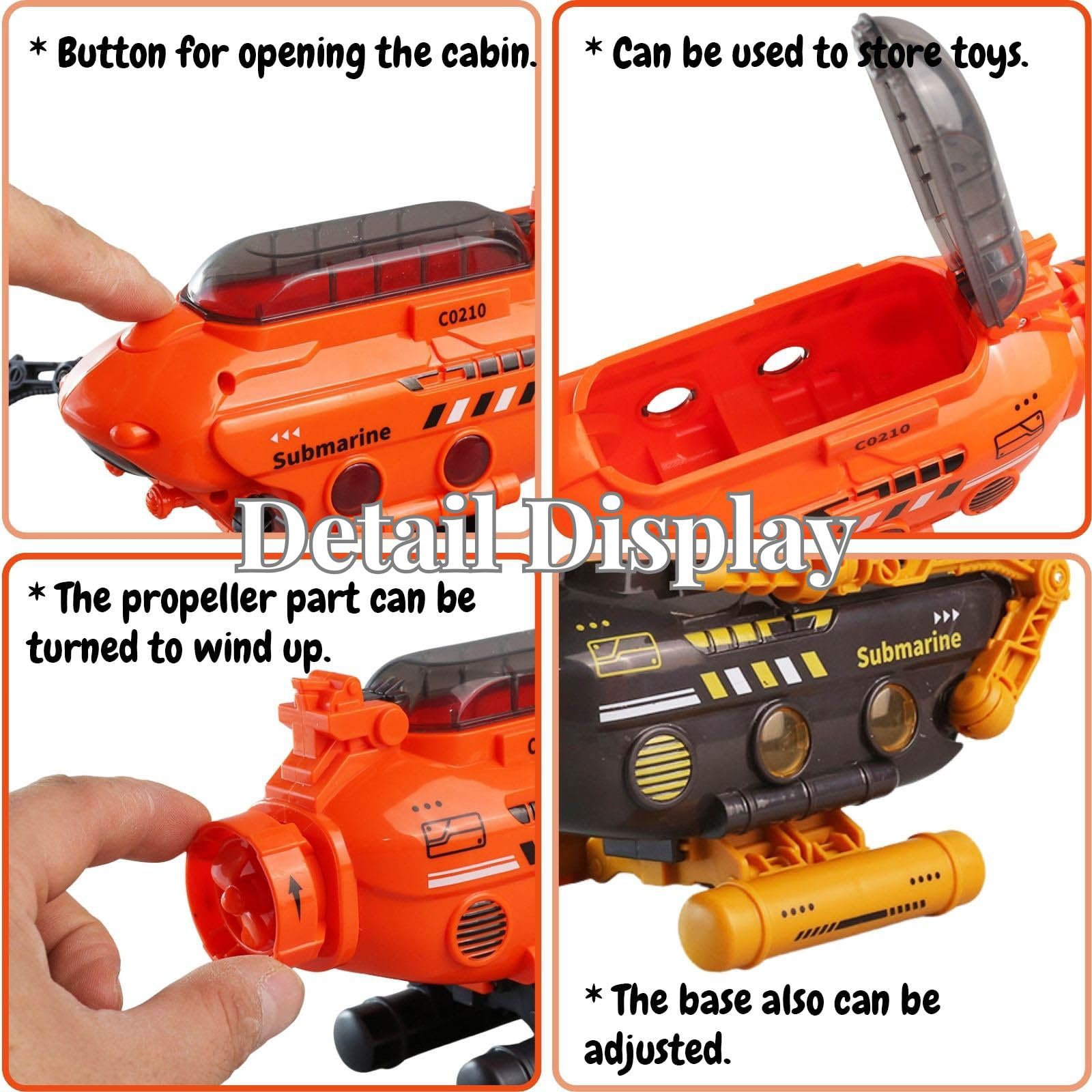 Rinnland Submarine Toy with Robotic Arms - Deep-Sea Probe with Adjustable Base