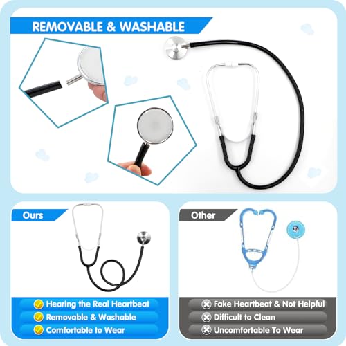 RioRand Kids Doctor Lab Coat Costume Set with Working Stethoscope, Ages 3-12