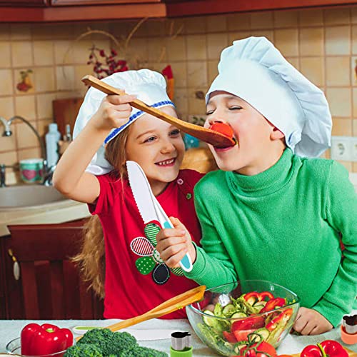 RISICULIS 11-Piece Kids Kitchen Knife Set – Wooden and Serrated Plastic Toddler Knives for Safe Learning to Cut