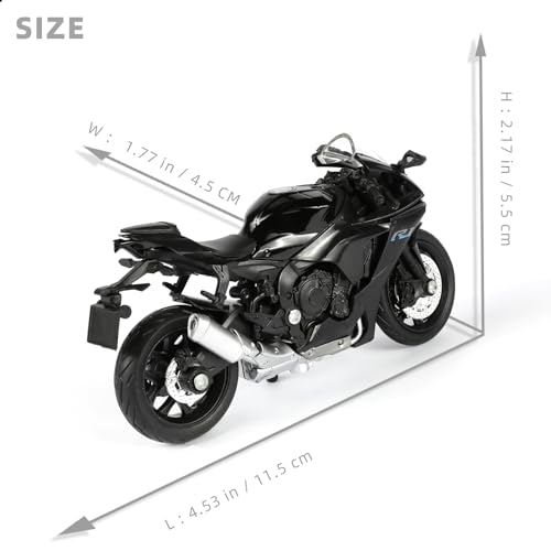 Risopen 1:18 Scale Black Die-Cast Motorcycle Model – Compatible Yamaha R1 Style Toy and Collectible