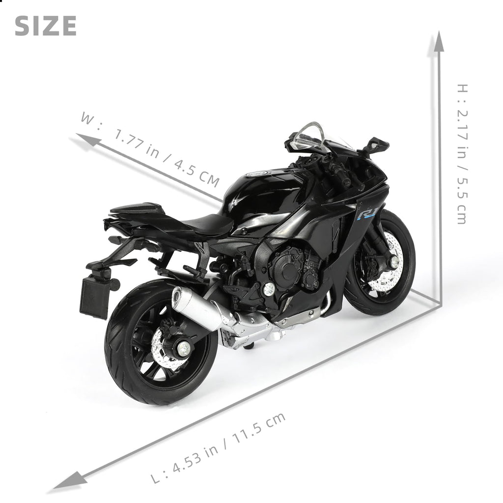 Risopen 1:18 Scale Black Die-Cast Motorcycle Model – Compatible Yamaha R1 Style Toy and Collectible